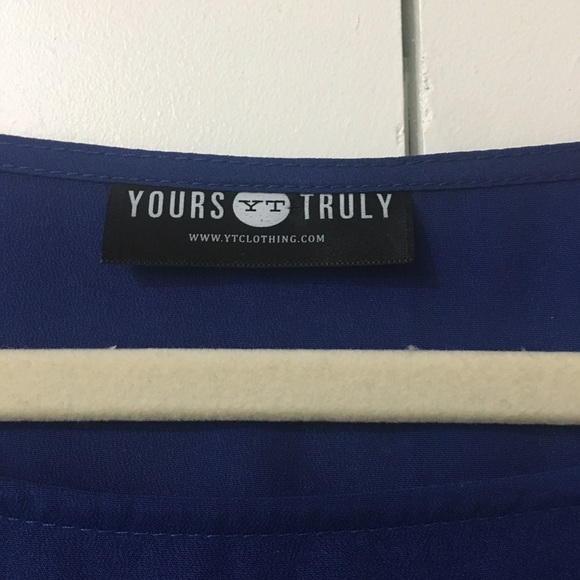 Silky Blue Long Sleeve Dress - Picture 3 of 4